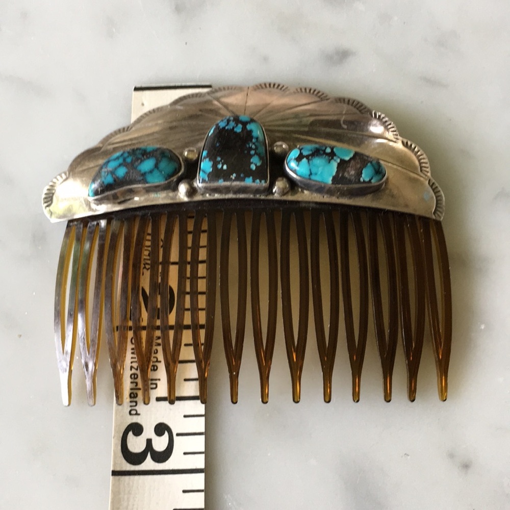 Sold Vtg Navajo Native American TurquoiseHair Comb - Picture 5 of 7